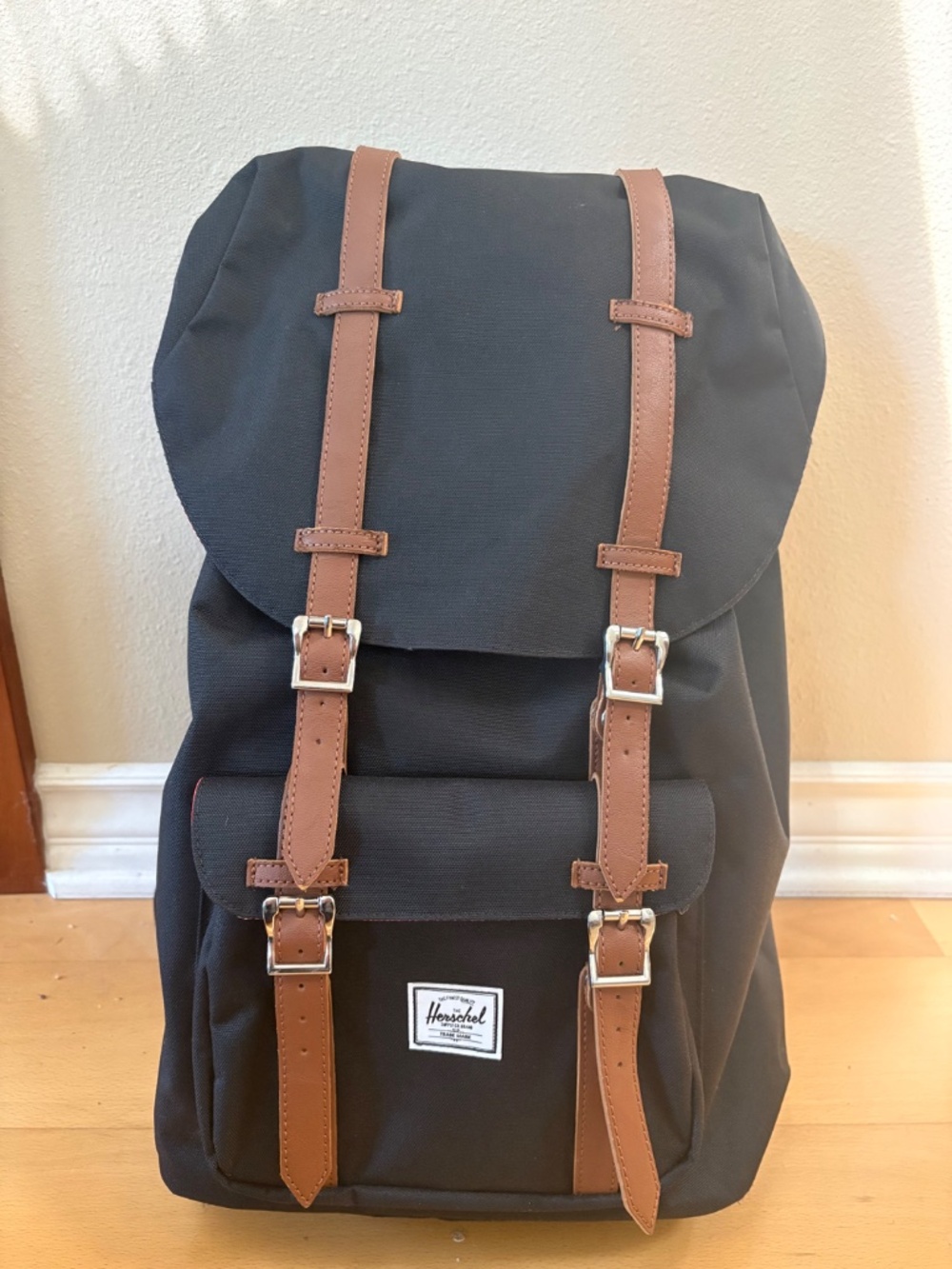 Herschel Little America Backpack Black & Brown Classic Striped Lining
